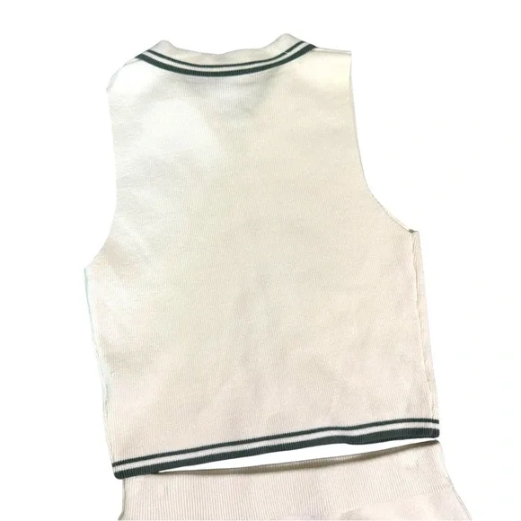 Pink Rose Cream Zip-Up Top and Bottom with Sage Accents - Picture 3 of 8